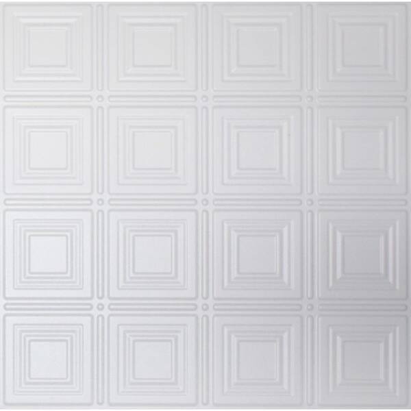 Global Specialty Products Dimensions 2 ft. x 2 ft. White Tin Ceiling Tile for Refacing in T-Grid Systems