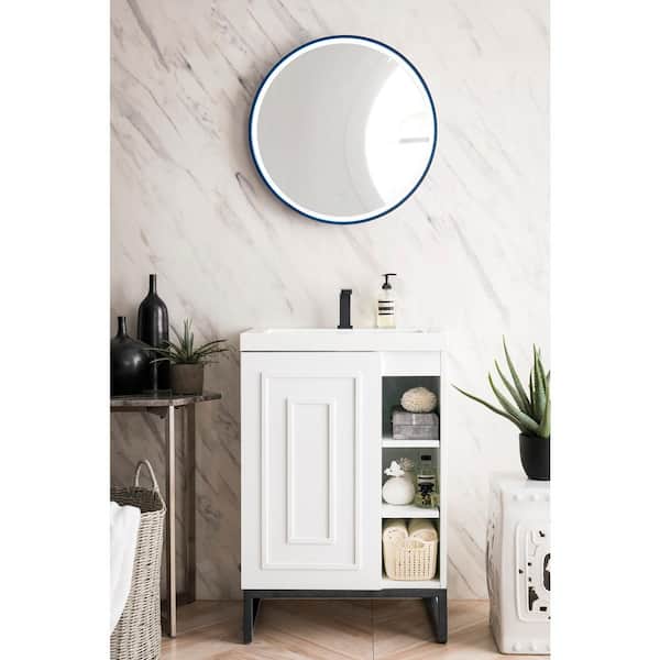Alicante' 24 in. W x 18.3 in. D x 35.5 in. H Bath Vanity in Glossy White with White Glossy Resin Top