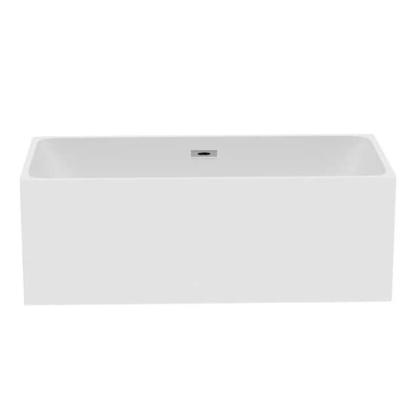 JimsMaison 55 in. Acrylic Flatbottom Double Slipper Non-Whirlpool Bathtub in White