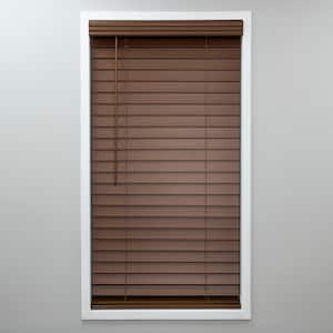 Dark Oak Cordless Room Darkening Venetian Faux Wood Blinds with 2 in. Slats - 53.5 in. W x 48 in. L