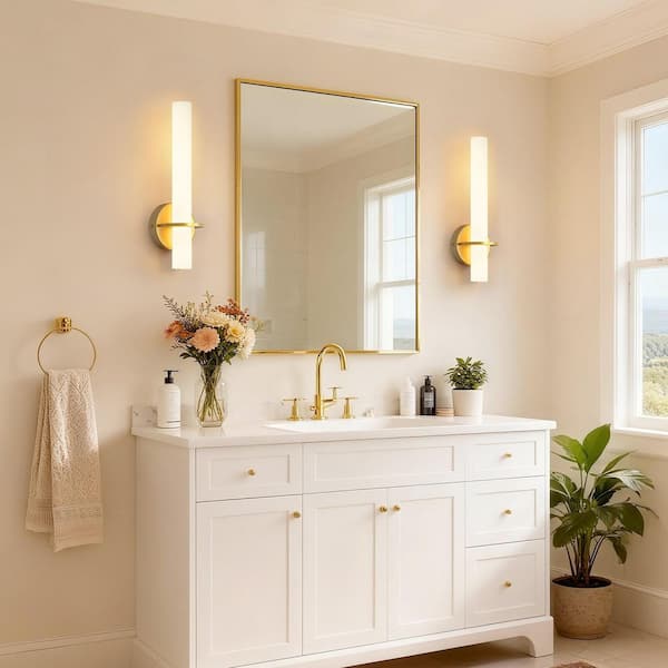 YANSUN 2 in. 1-Light Modern LED Gold Wall Sconce Light, Dimmable
