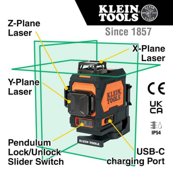 Klein Tools Rechargeable Self-Leveling Green Planar Laser Level