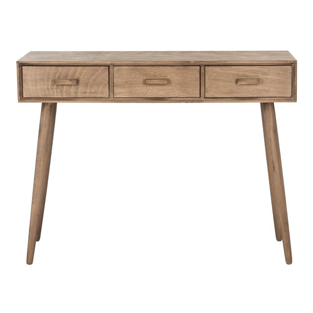 Desert Brown Mid-Century Wood Console Table with Storage