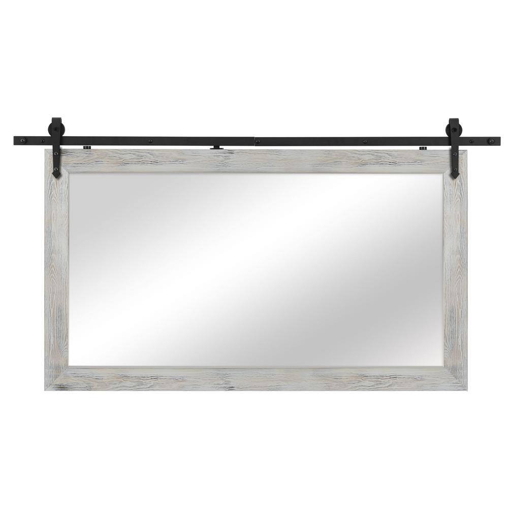 Neu-Type 31 in. H x 54 in. W Farmhouse Barn Door Mirror Rectangle ...