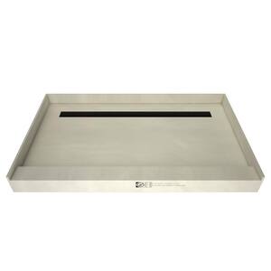 Redi Trench 72 in. L x 48 in. W Alcove Single Threshold Shower Pan Base with Back Trench Drain in Matte Black