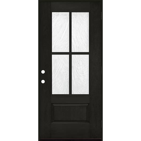 36 in. x 80 in. Regency 3/4-Lite 4SDL Brook Decorative Glass LHOS Onyx Fiberglass Prehung Front Door 6-9/16 in. Jamb