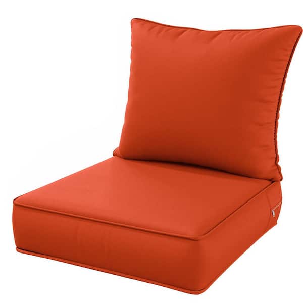 WNP 24 in. x 24 in. x 5 in. Square Outdoor Deep Seating Cushion Set Seat and Back Cushion for Chair and Sofa Orange