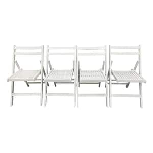 White Wood Contour Folding Chair (Set of 4)