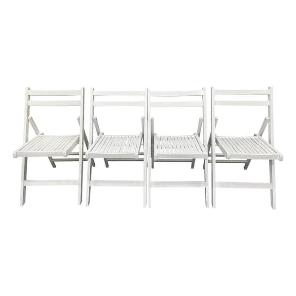 Tatahance White Wood Contour Folding Chair (Set of 4)