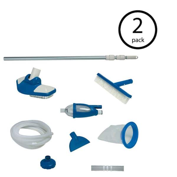 Intex Deluxe Pool Maintenance Kit with Vacuum and Pole for Minimum 800 GPH (2-Pack)