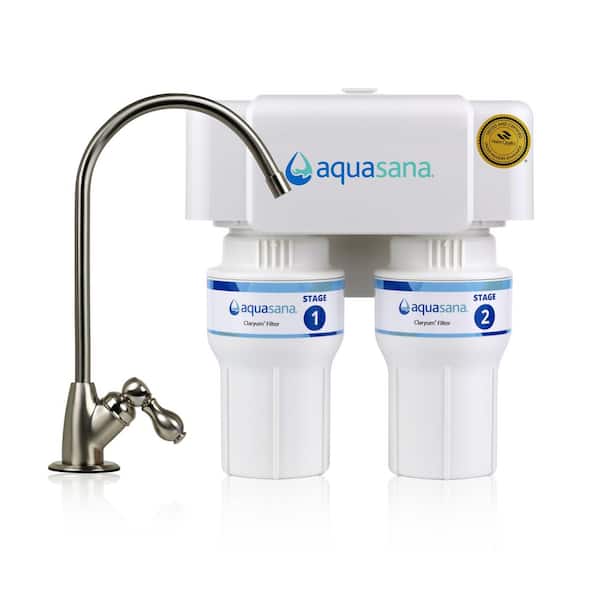 Under Sink Drinking Water Filter : 2-Stage : Reduce up to 99.99% of 78 Contaminants: Brushed Nickel Faucet