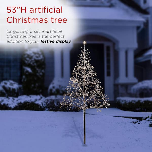 large outdoor artificial trees with lights