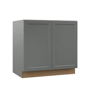 Designer Series Melvern Storm Gray Shaker Assembled Full Height Door Base Kitchen Cabinet (36 x 34.5 x 23.75 in.)