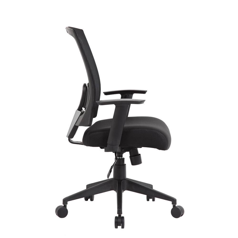Black Mesh Back and Seat Cushions Black Base Lumbar Support Adjustable Arms Pneumatic Lift Executive Task Chair