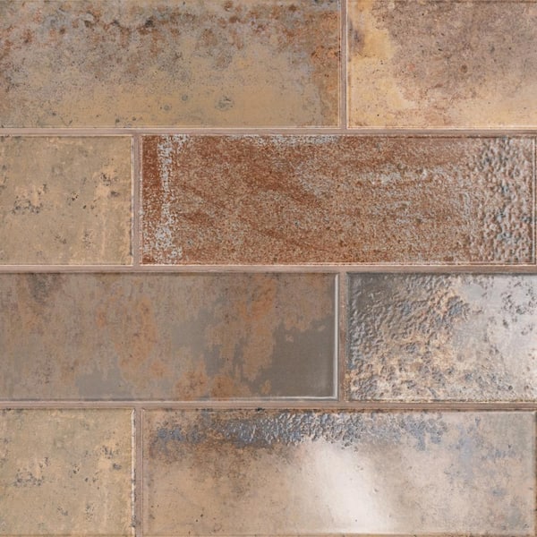 Marina Rust 4 in. x 12 in. Glossy Ceramic Subway Wall Tile (11.22 sq. ft. / case)