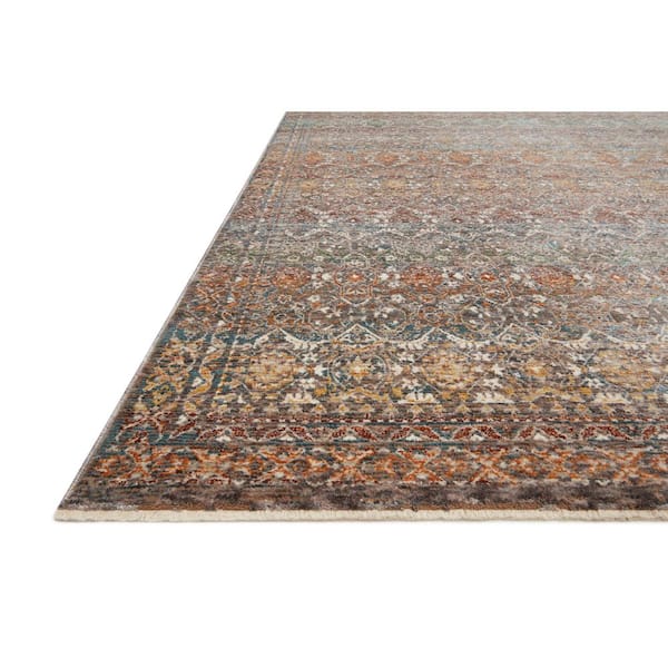 Lourdes Stone/Multi 5 ft. 3 in. x 7 ft. 9 in. Distressed Oriental Area Rug