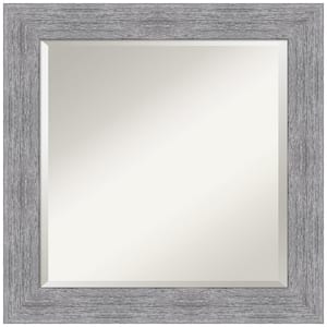 Medium Square Bark Rustic Grey Beveled Glass Casual Mirror (25.25 in. H x 25.25 in. W)
