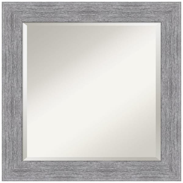 Amanti Art Medium Square Bark Rustic Grey Beveled Glass Casual Mirror (25.25 in. H x 25.25 in. W)