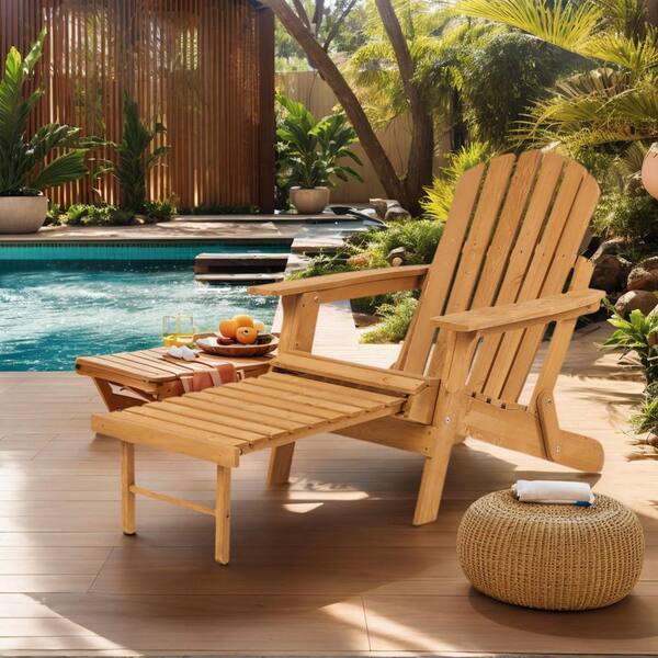 Ergonomic Light Brown Outdoor Wooden Folding Adirondack Chair with