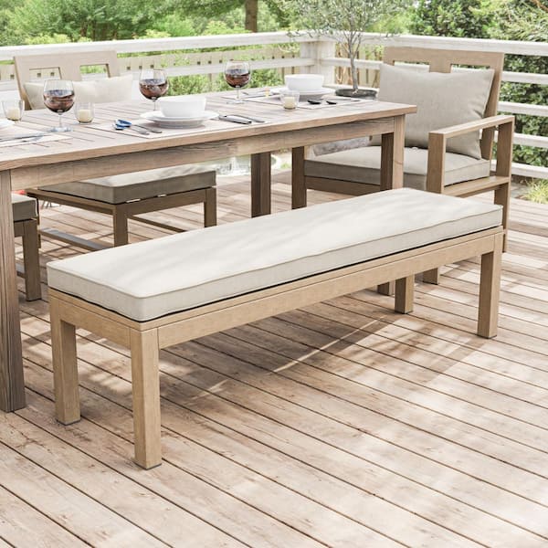 GREEMOTION Bordeaux 57 in. Metal Outdoor Bench With Beige Cushion