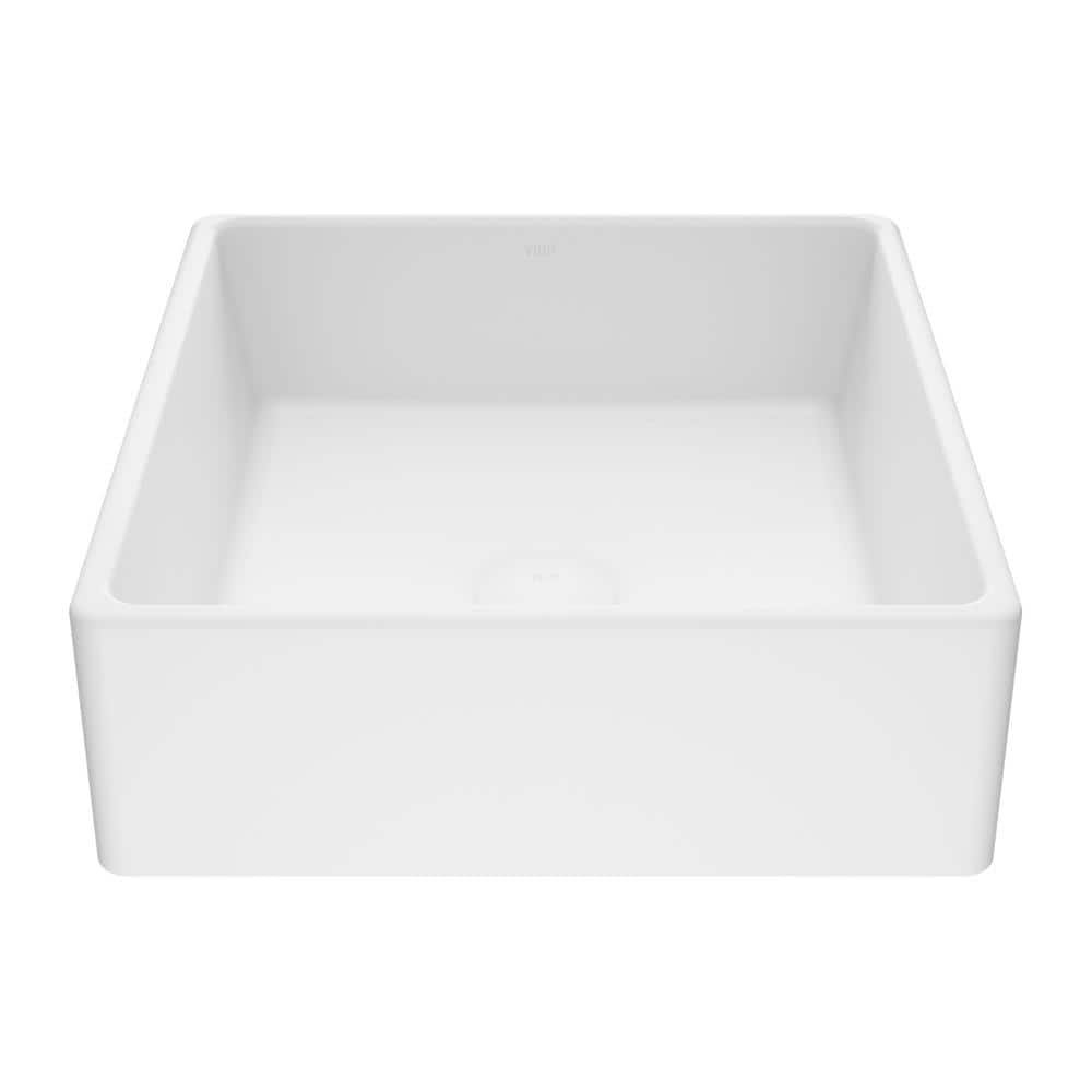 Matte White Stone Square Vessel Bathroom Sink