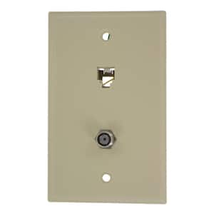 6P4C F-Connector Wall Phone Jack Type 625D, Ivory