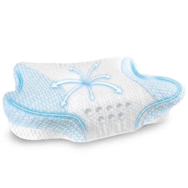 Cervical Neck Pillows for Pain Relief, Contour Memory Foam Pillows Ergonomic Neck Support, Blue