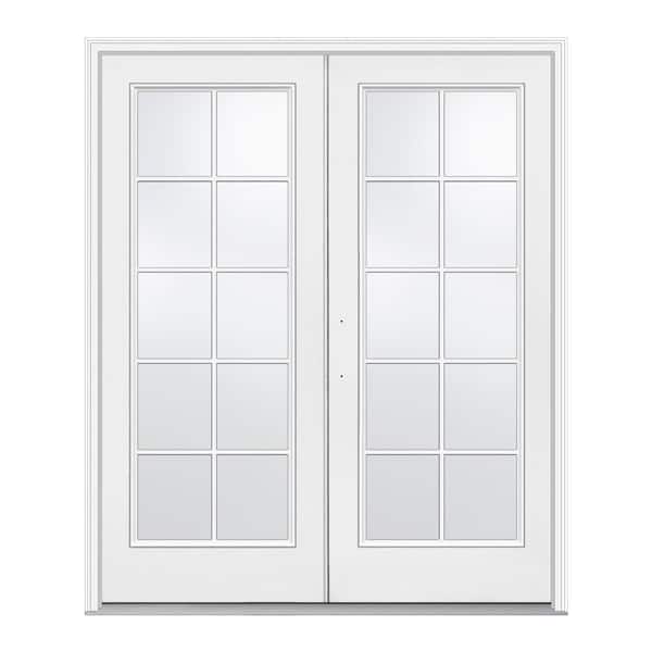 JELD-WEN 60 in. x 80 in. Primed Steel Right-Hand Inswing 10 Lite Glass Stationary/Active Patio Door