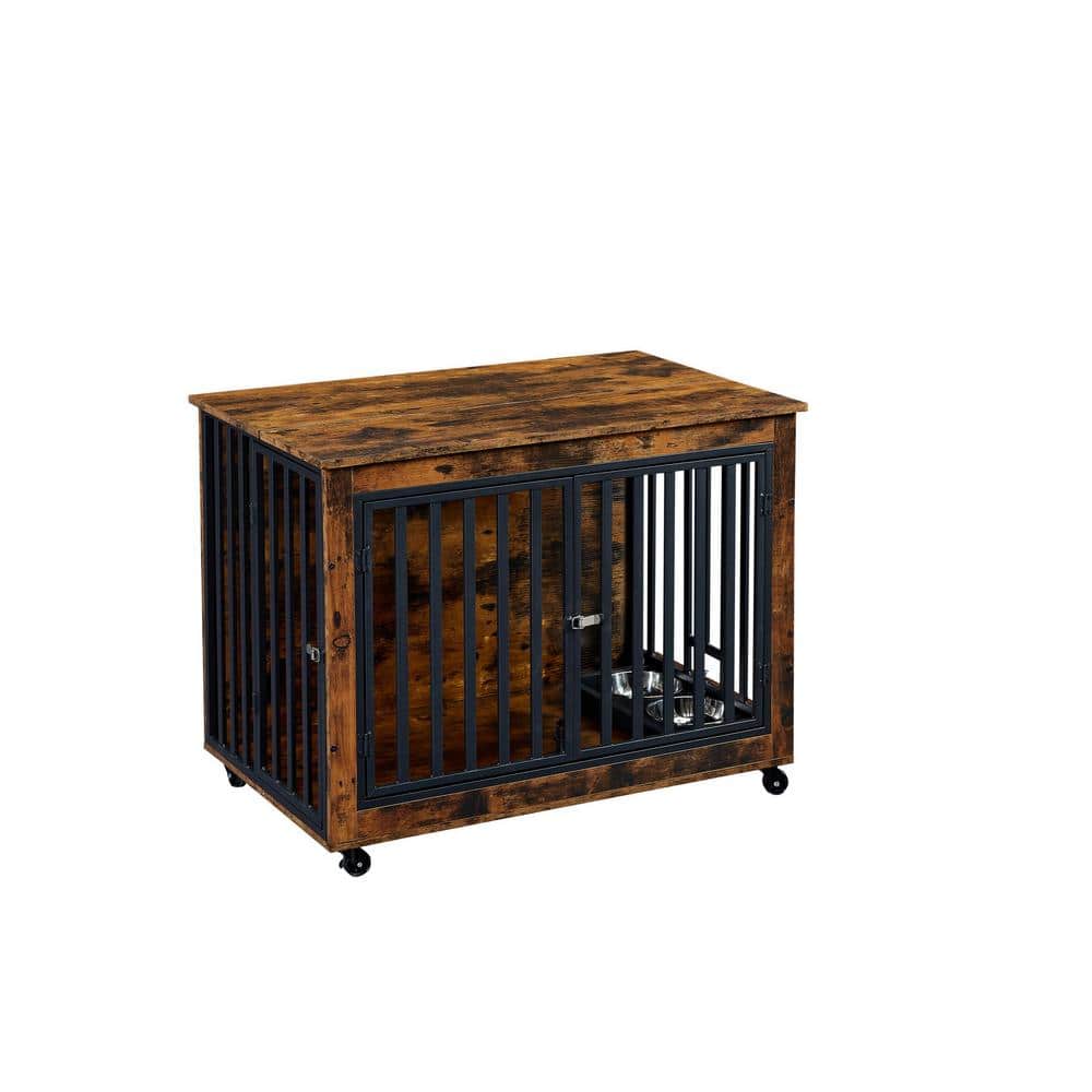 Miscool Anky Furniture Style Dog Crate Side Table With Feeding Bowl