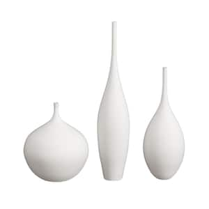 Ceramic Vase Modern Boho Wabi-Sabi Flower Vase Set of 3 Decorative Aesthetic Vases for Centerpieces, White