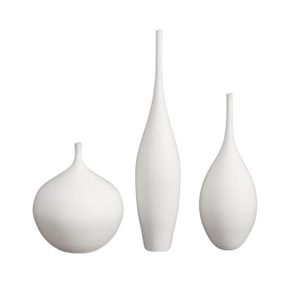Afoxsos Ceramic Vase Modern Boho Wabi-Sabi Flower Vase Set of 3 Decorative Aesthetic Vases for Centerpieces, White