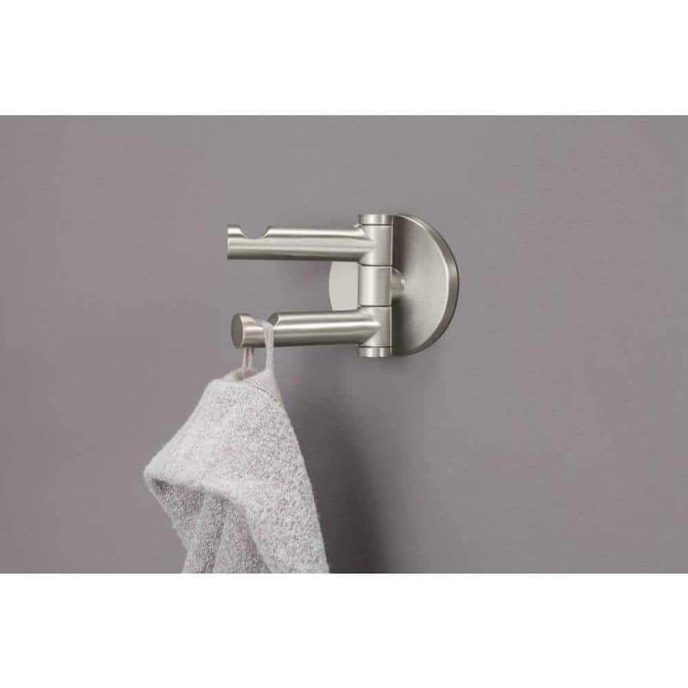 Brushed Nickel Modern Double Swivel Wall Mounted Robe Hook