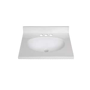 19 in. W x 17 in. D Cultured Marble Vanity Top in White with White Rectangular Single Sink