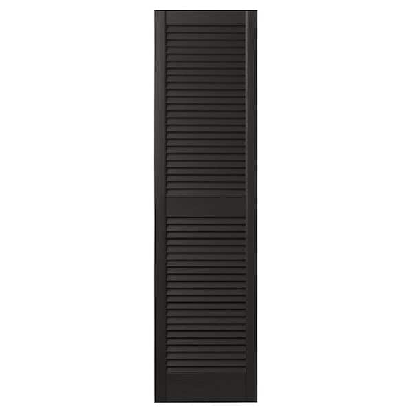 Ply Gem 12 in. x 59 in. Open Louvered Polypropylene Shutters Pair in Peppercorn