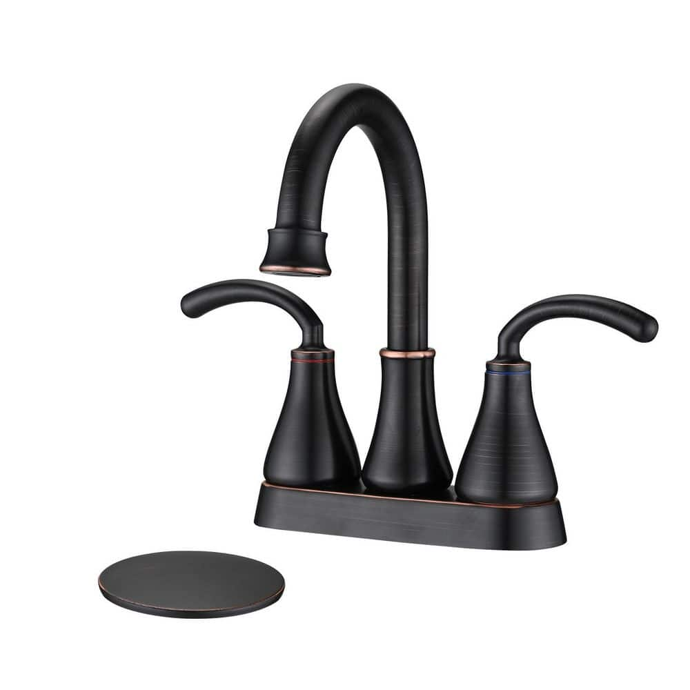 YASINU 4 in. Centerset Double-Handles 360 Swivel Spout Bathroom Faucet ...