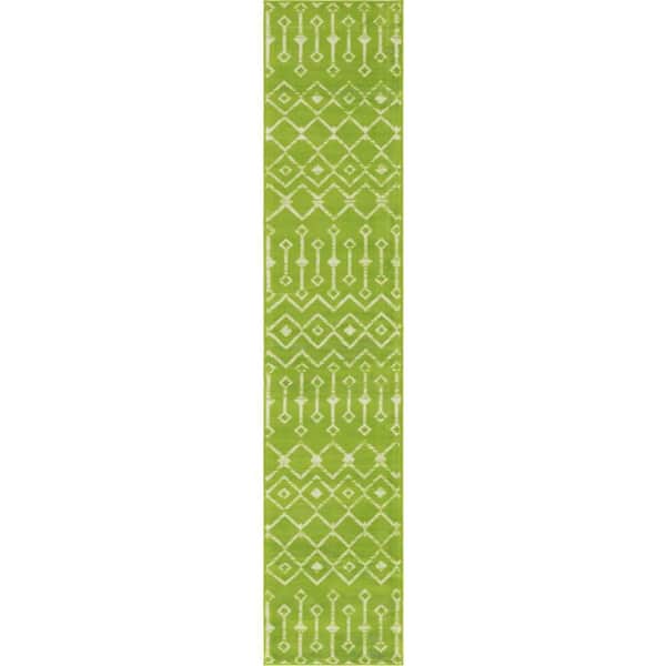 Unique Loom Moroccan Trellis Mamounia Green 2' 0 x 9' 10 Area Rug