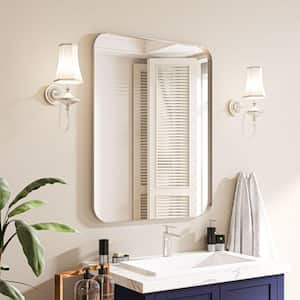 36 in. W x 32 in. H Rectangular Aluminum Framed Wall Bathroom Vanity Mirror in Silver