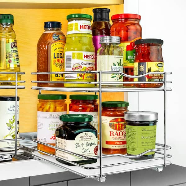 LYNK PROFESSIONAL 4-1/4 in. Wide Silver Chrome Slide Out Spice Rack Pull  Out Cabinet Organizer 430421DS - The Home Depot