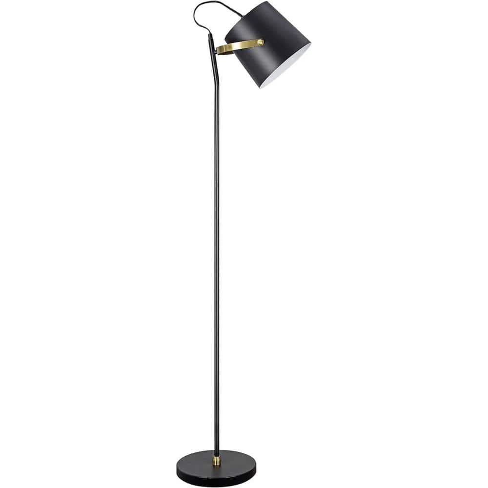 57.13 in. MatteBlack&AntiqueBrass Moderm 1-Light Non-Dimmable Standard Floor Lamp for Living Room w/ Metal Empire Shade price history on PriceWatchPro