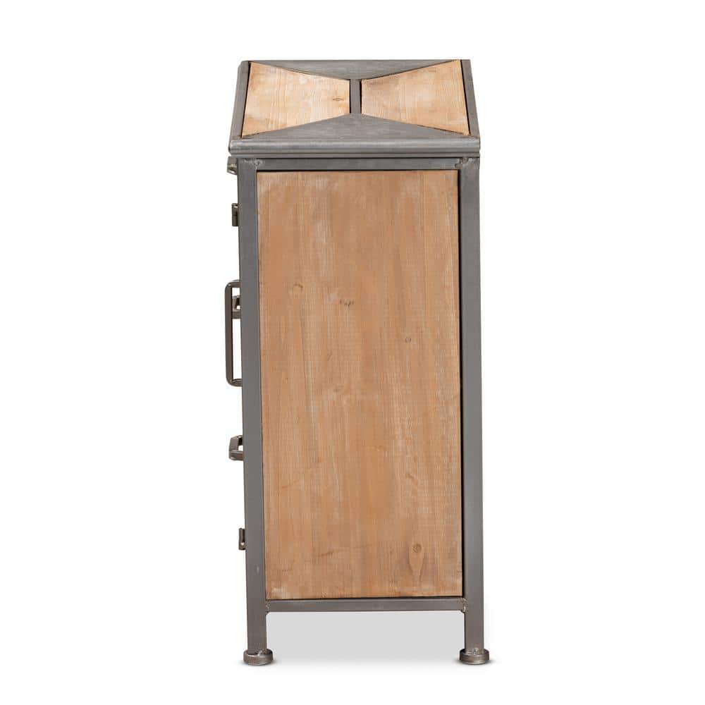 Laurel Gray and Brown Industrial 3-Drawer Cabinet