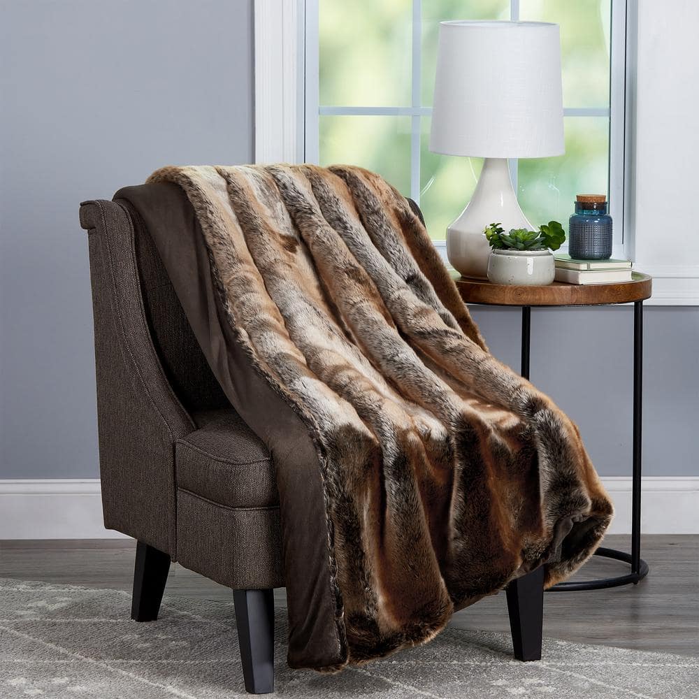 Lavish Home Oversized Premium Amber Brown Fashion Faux Marten