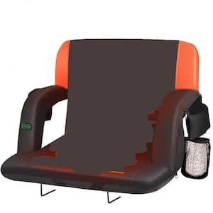 Black Polyester Heated Stadium Chair with Back Support and Lumbar Pillow, 3 Heat Levels and 6 Massage Modes