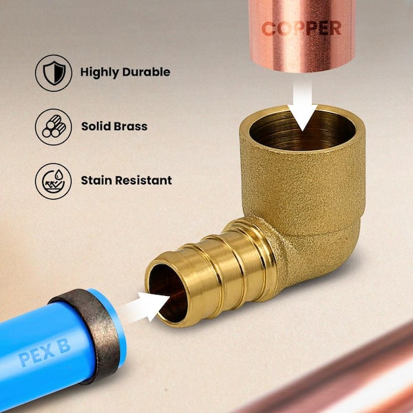 PLUMBFLEX 3/4 in. Brass Female Sweat x 1/2 in. Pex Barb 90