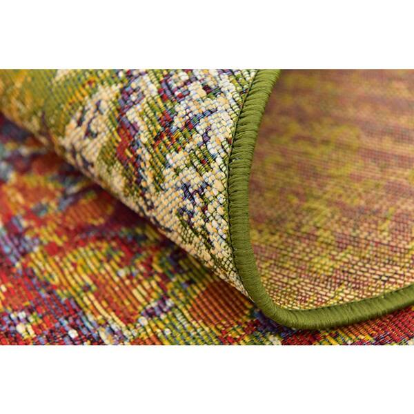 Unique Loom - Outdoor Crumpled Multi 8' 0 x 8' 0 Round Rug