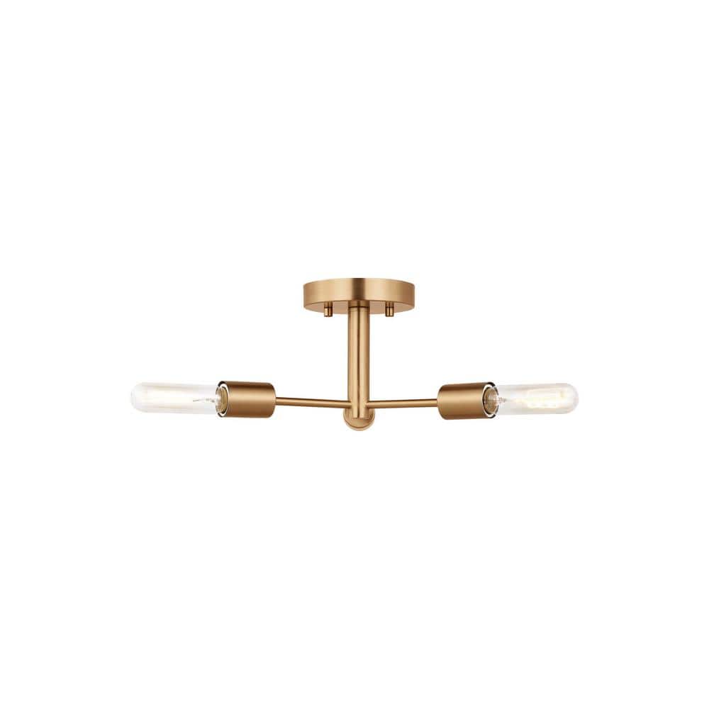 Axis 24" Satin Brass 3-Light Semi-Flush Mount