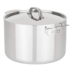 3-Ply 12 qt. Stainless Steel Stock Pot with Metal Lid, Mirror Finish