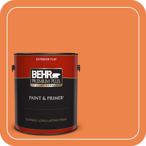 BEHR PREMIUM PLUS 1 gal. #240B-6 Orange Zest Flat Exterior Paint & Primer