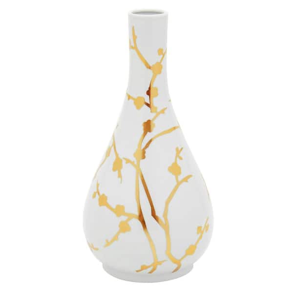 Oriental Furniture 14 in. Gold Branches Flower Decorative Vase BW-VASE6-GBR  - The Home Depot