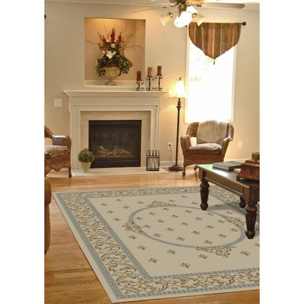 Jewel Fleur De Lys Medallion Ivory 8 ft. x 10 ft. Area Rug