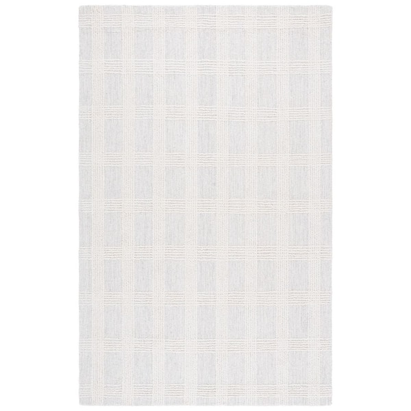 Genre 4 ft. x 6 ft. Silver/Ivory Minimalist Plaid Area Rug